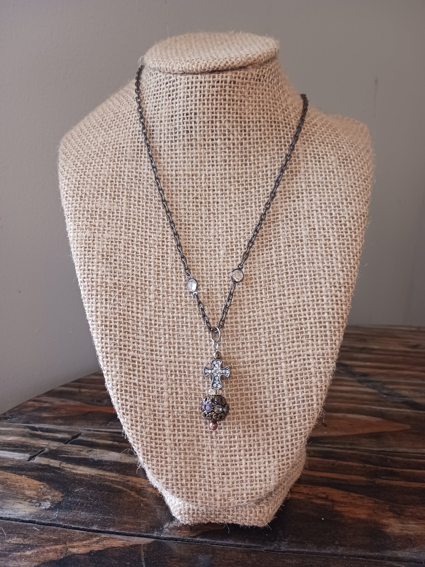 Lost & Found - Rhinestone Cross with Pendant Necklace