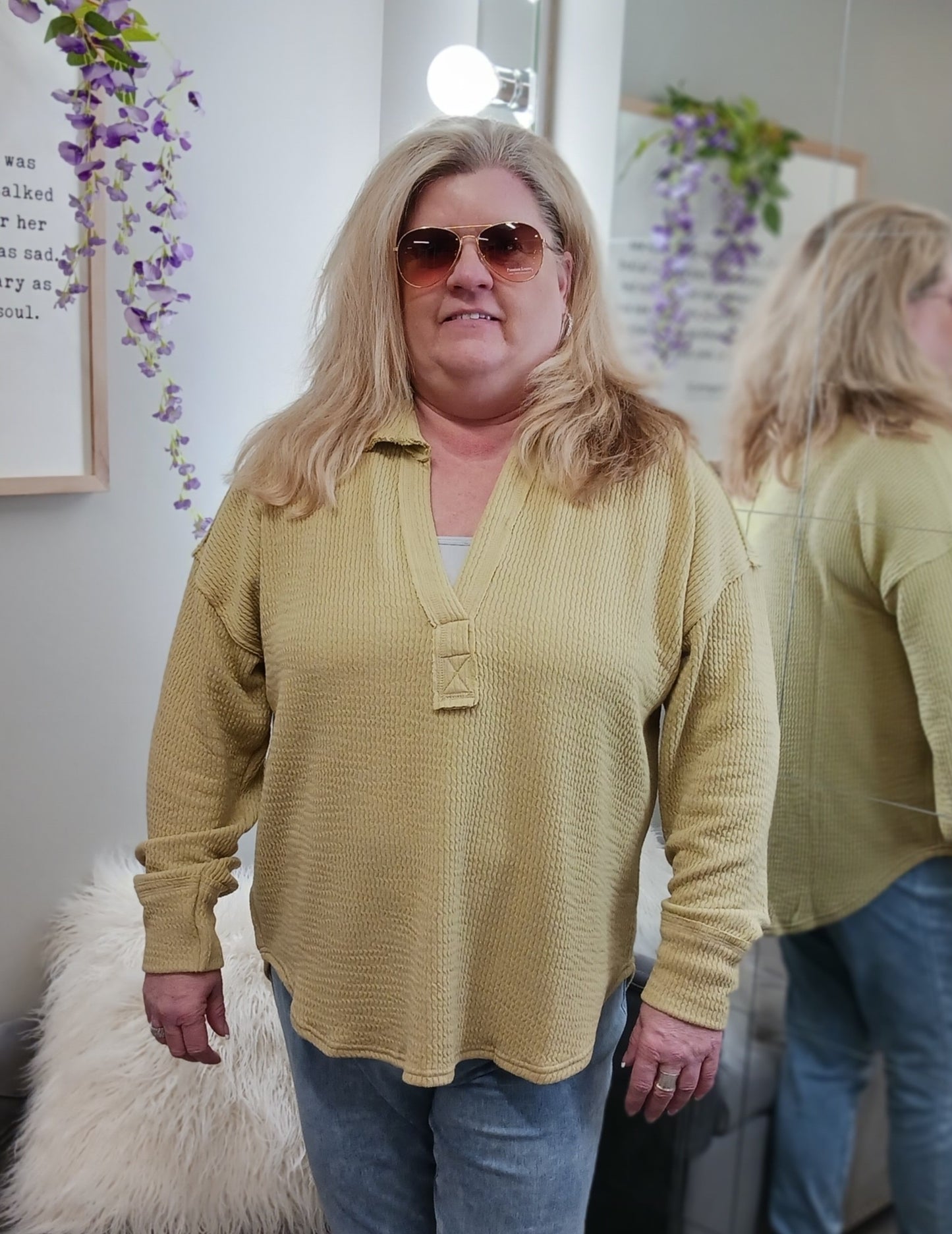 Caroline Curvy Split Neck Top