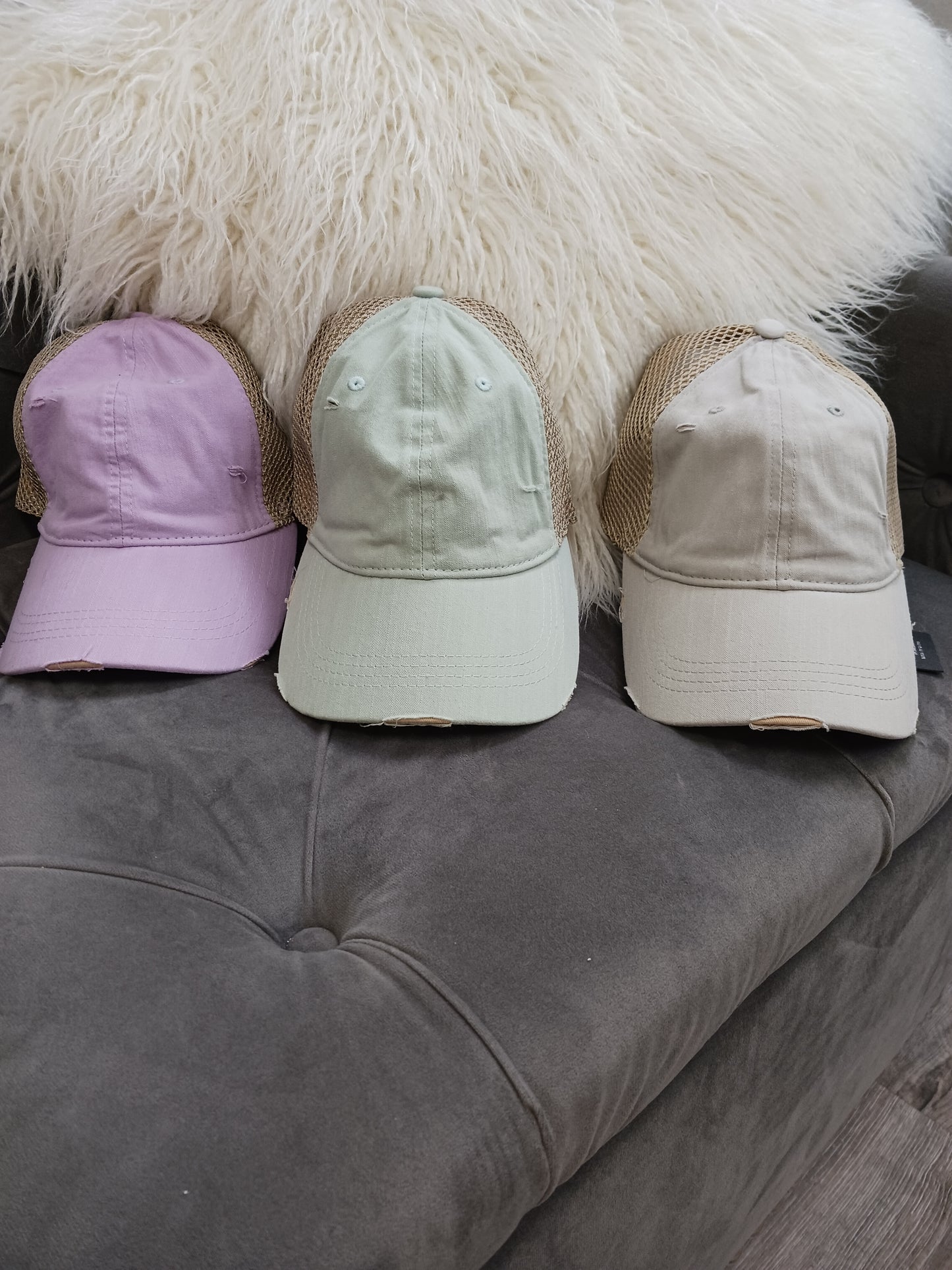 Ponytail Distressed Trucker Hat