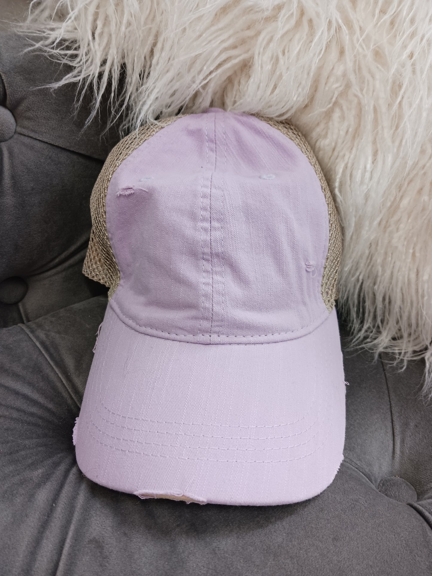 Ponytail Distressed Trucker Hat