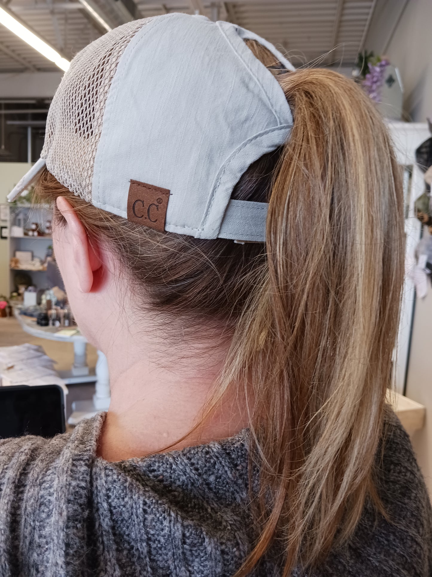 Ponytail Distressed Trucker Hat