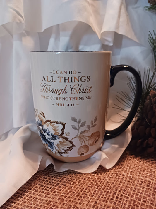 I Can Do All Things Through Christ ... Floral Mug