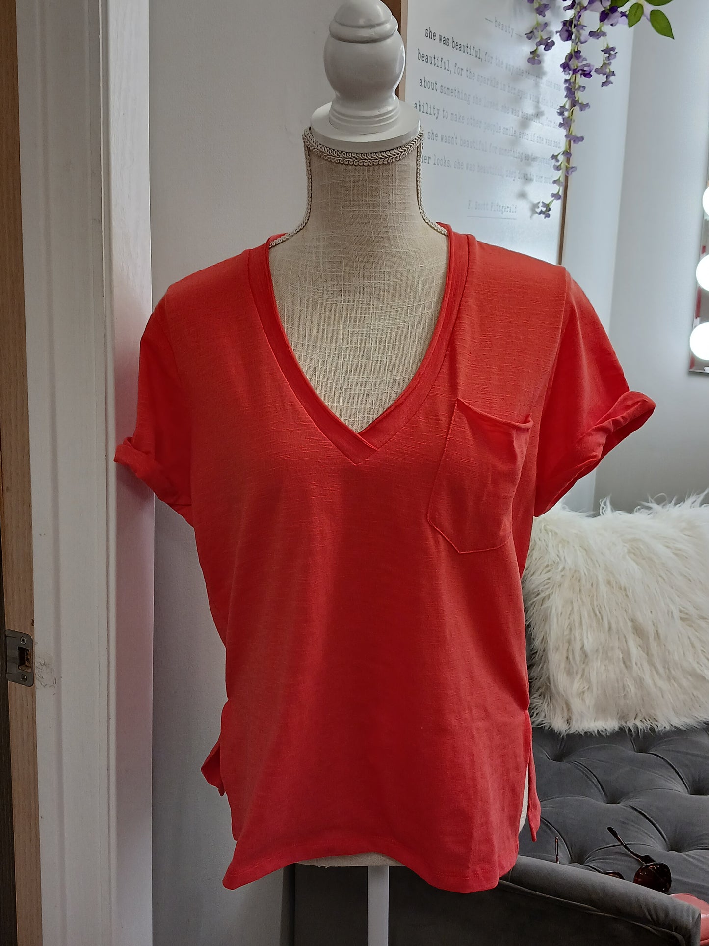 Samantha V-Neck Short Sleeve Top