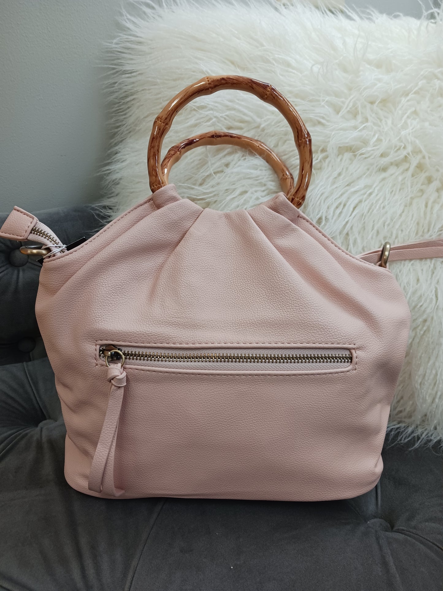 Natalie Bamboo Handle Pouf Bag by Joy Susan