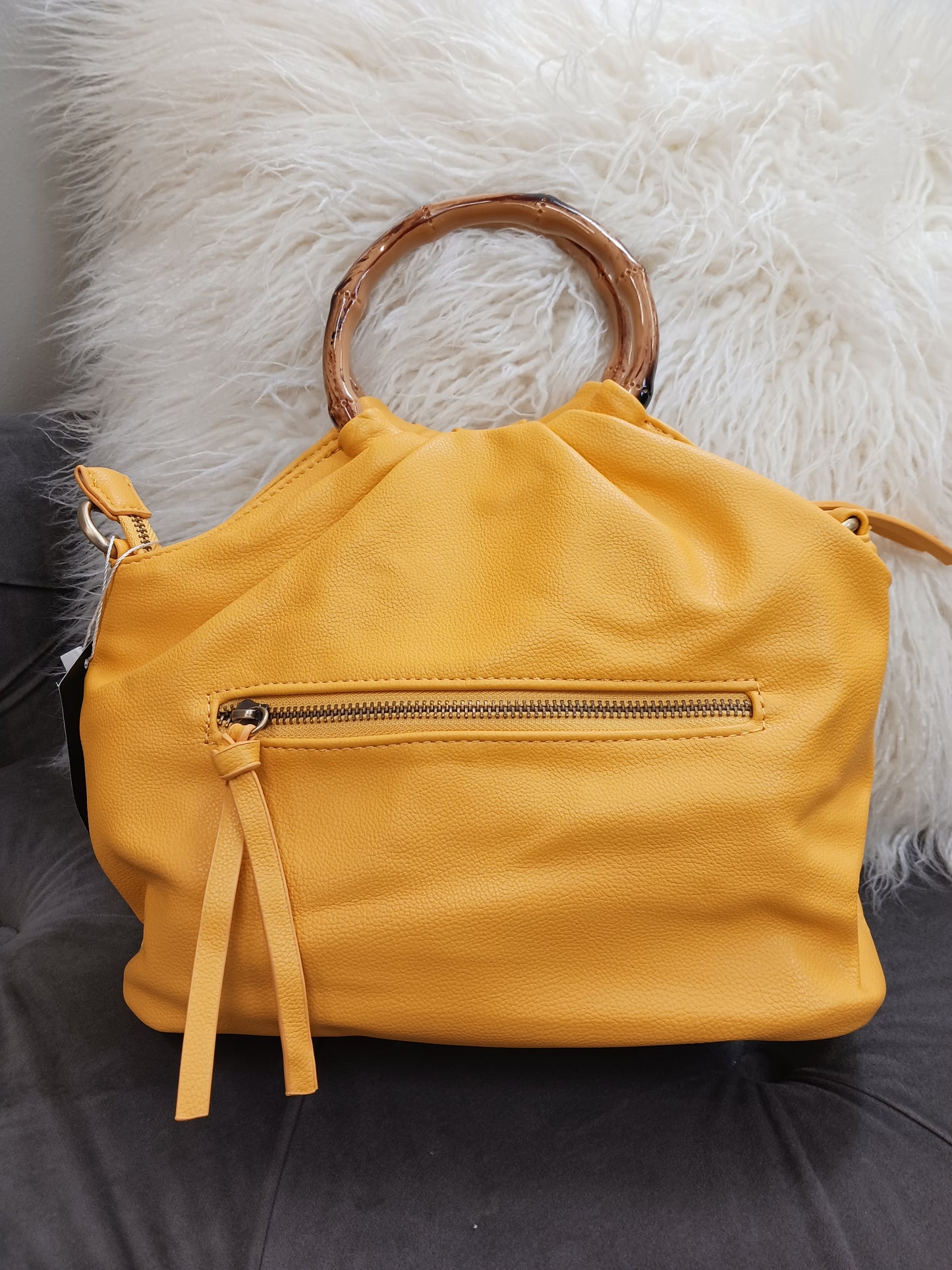 Natalie Bamboo Handle Pouf Bag by Joy Susan