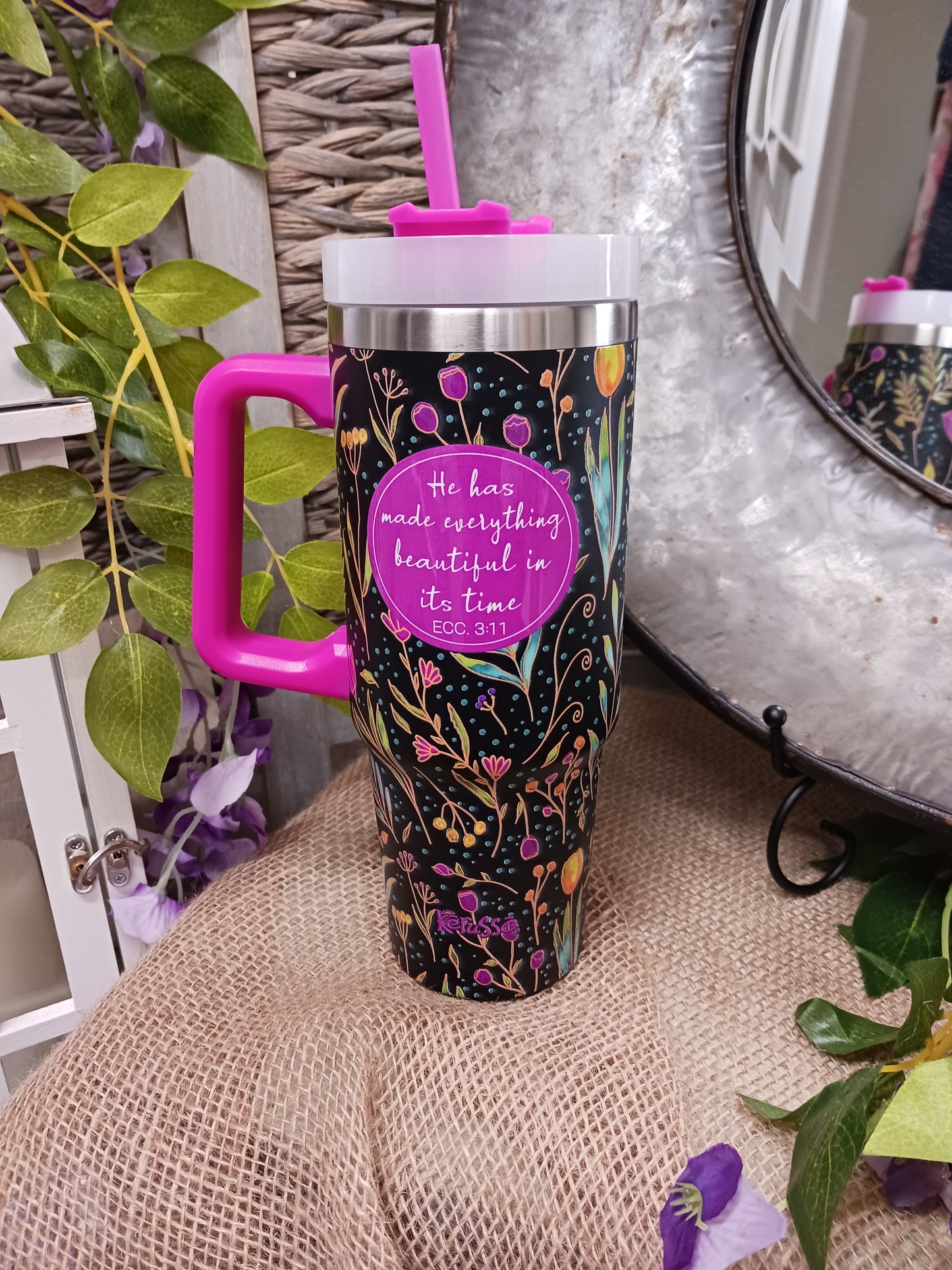 Kerusso® Stainless Steel Mug with Straw - 30 oz