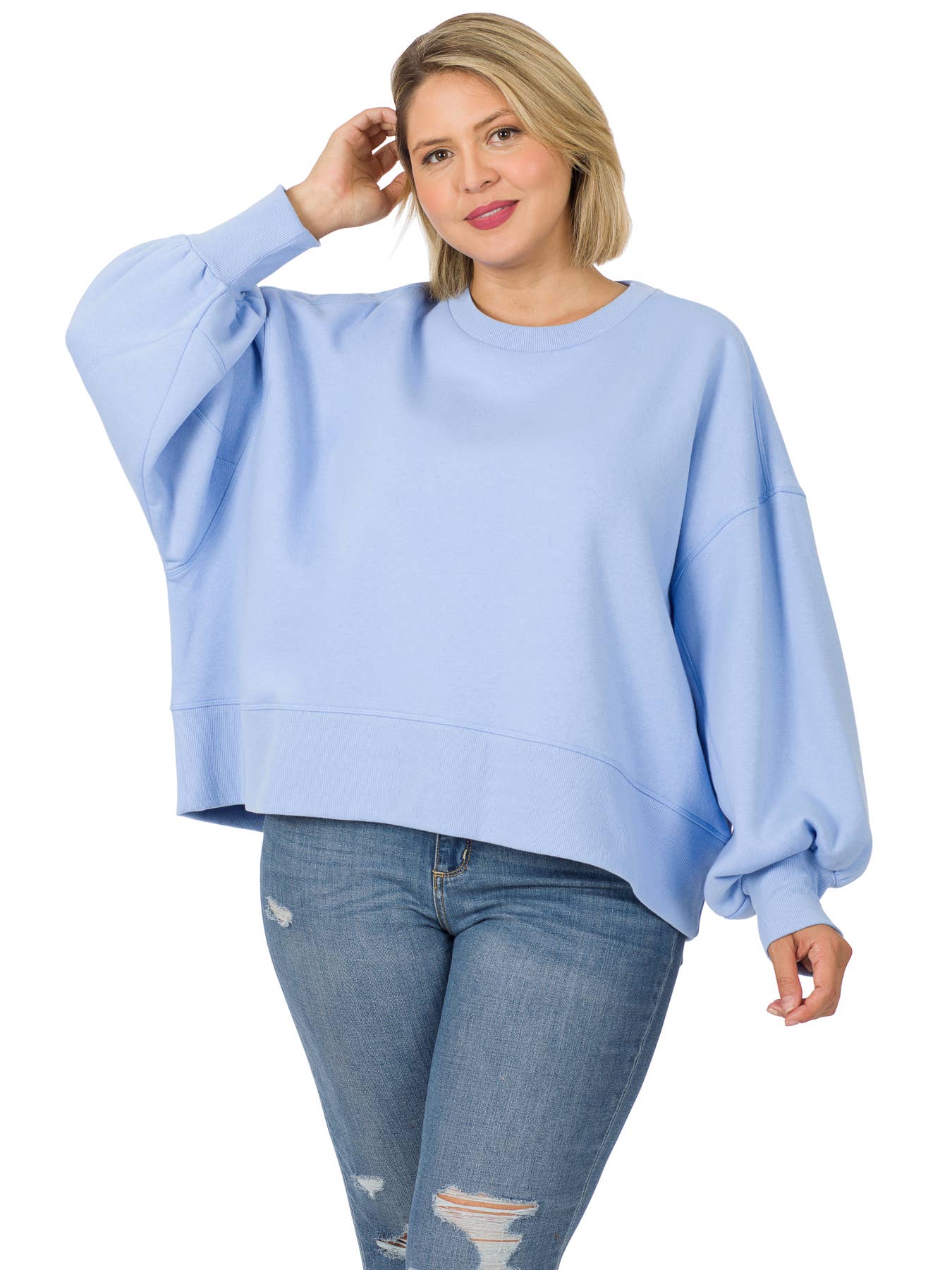 Belle Curvy Balloon Sleeve Sweatshirt
