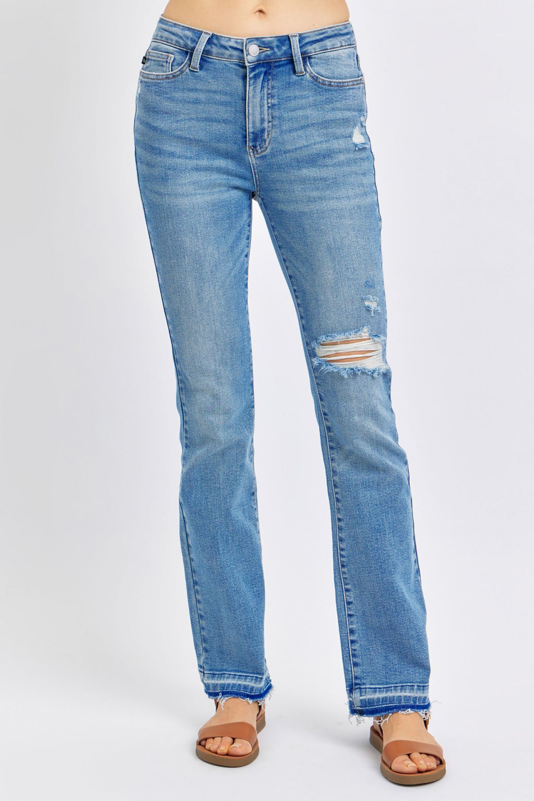 Judy Blue Mid Rise Destroy & Release Hem Bootcut