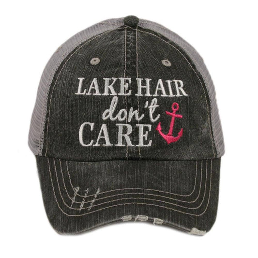 Lake Hair Don't Care Distressed Trucker Hat