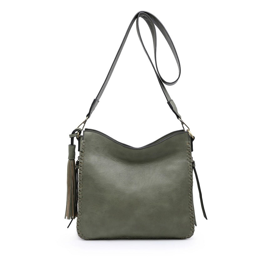Nina Whipstitch Edge Crossbody With Tassel
