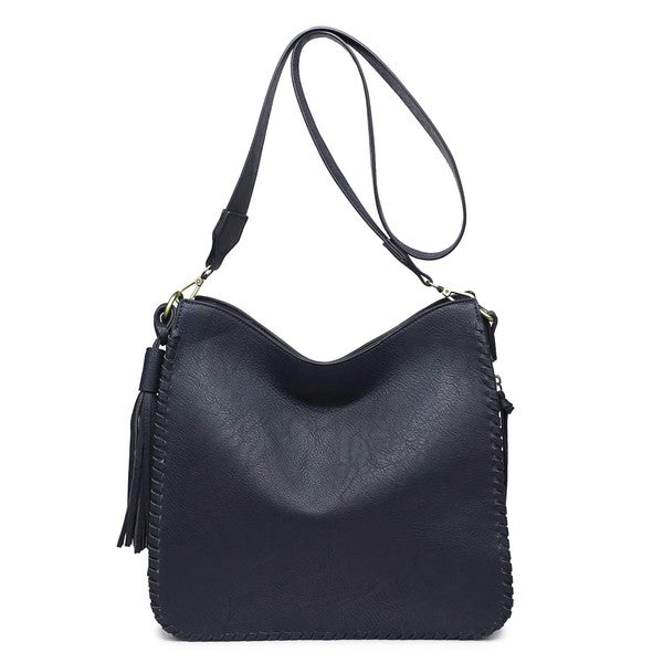 Nina Whipstitch Edge Crossbody With Tassel