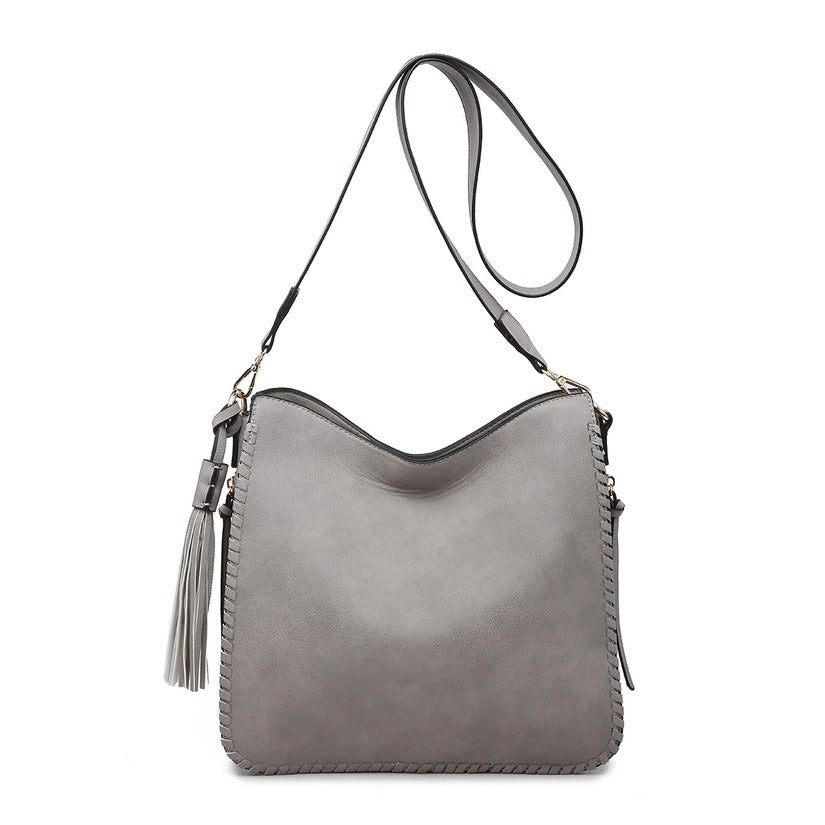 Nina Whipstitch Edge Crossbody With Tassel