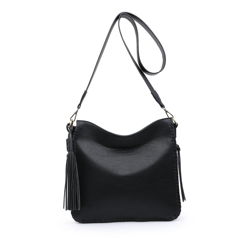 Nina Whipstitch Edge Crossbody With Tassel