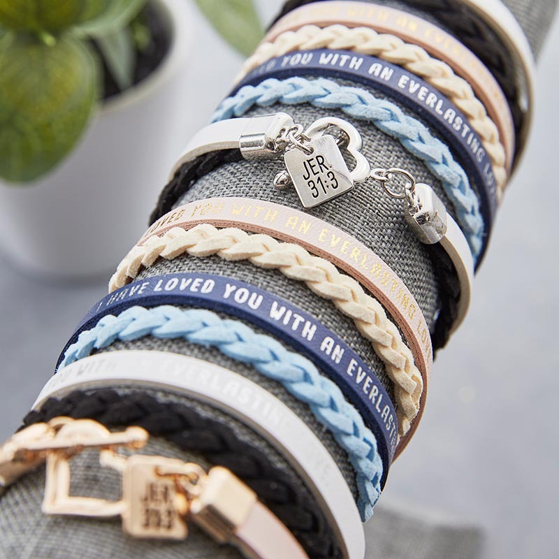 Faux Leather Jeremiah 31:3 Bracelet