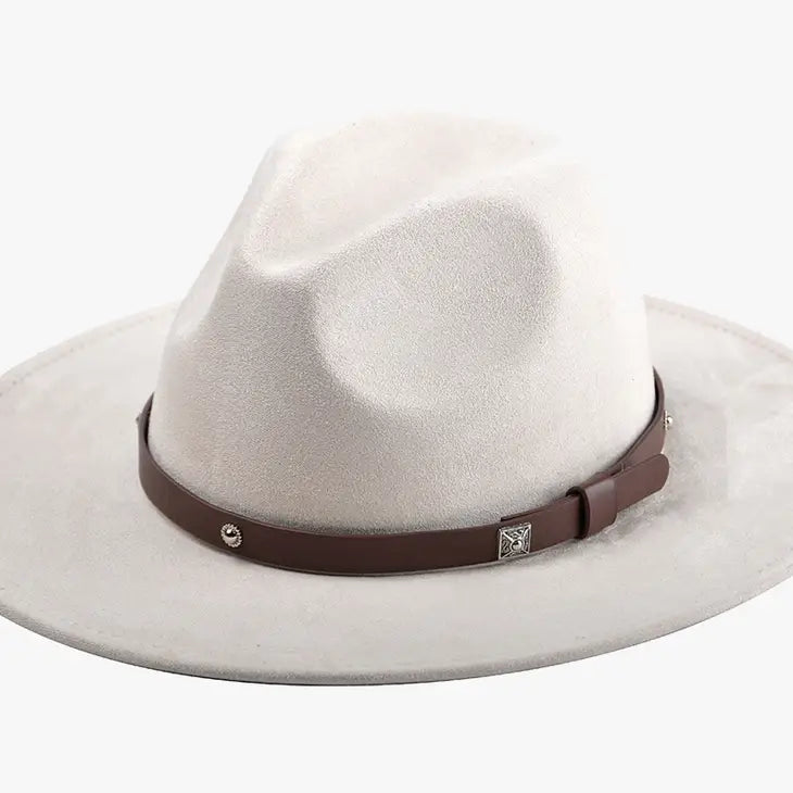 Wynn Faux Suede Fedora with Studded Band