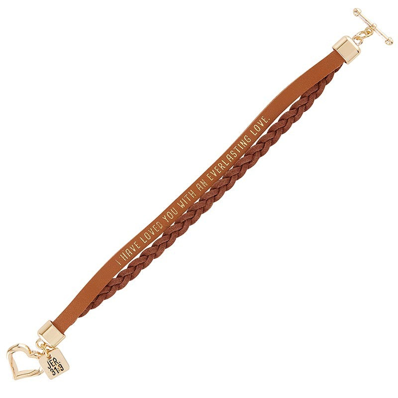 Faux Leather Jeremiah 31:3 Bracelet