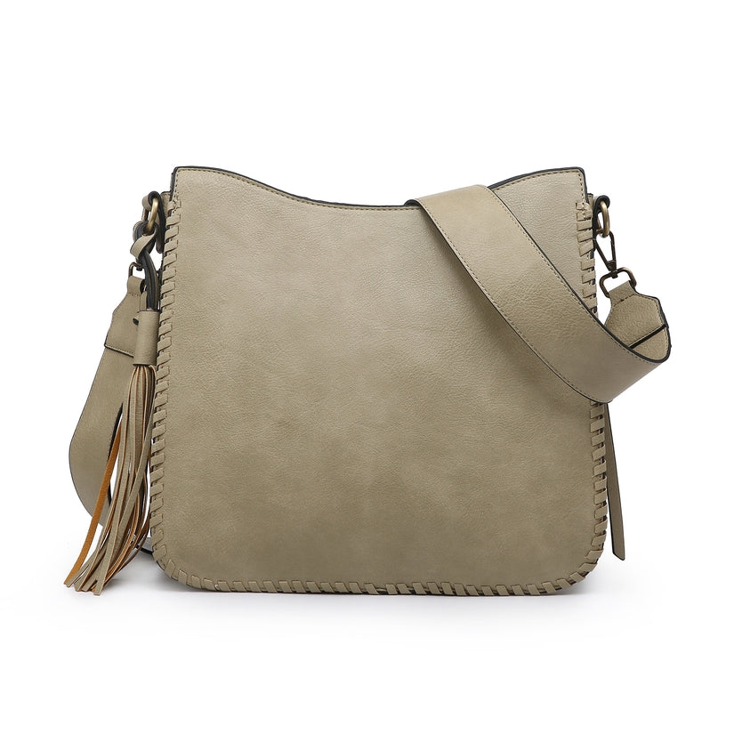 Nina Whipstitch Edge Crossbody With Tassel