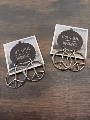 Lost & Found - Earring Peace Sign Brass