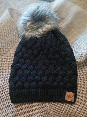 Black Knit Pom Hat