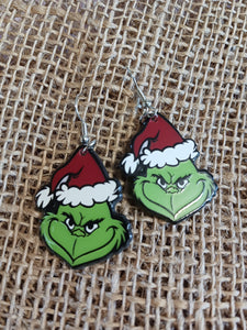 Grinch with Red Hat Earrings