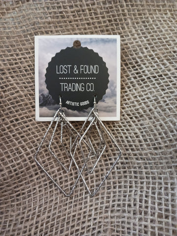 Lost & Found - Rustic Diamond Shaped Earrings