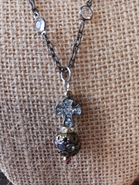 Lost & Found - Rhinestone Cross with Pendant Necklace