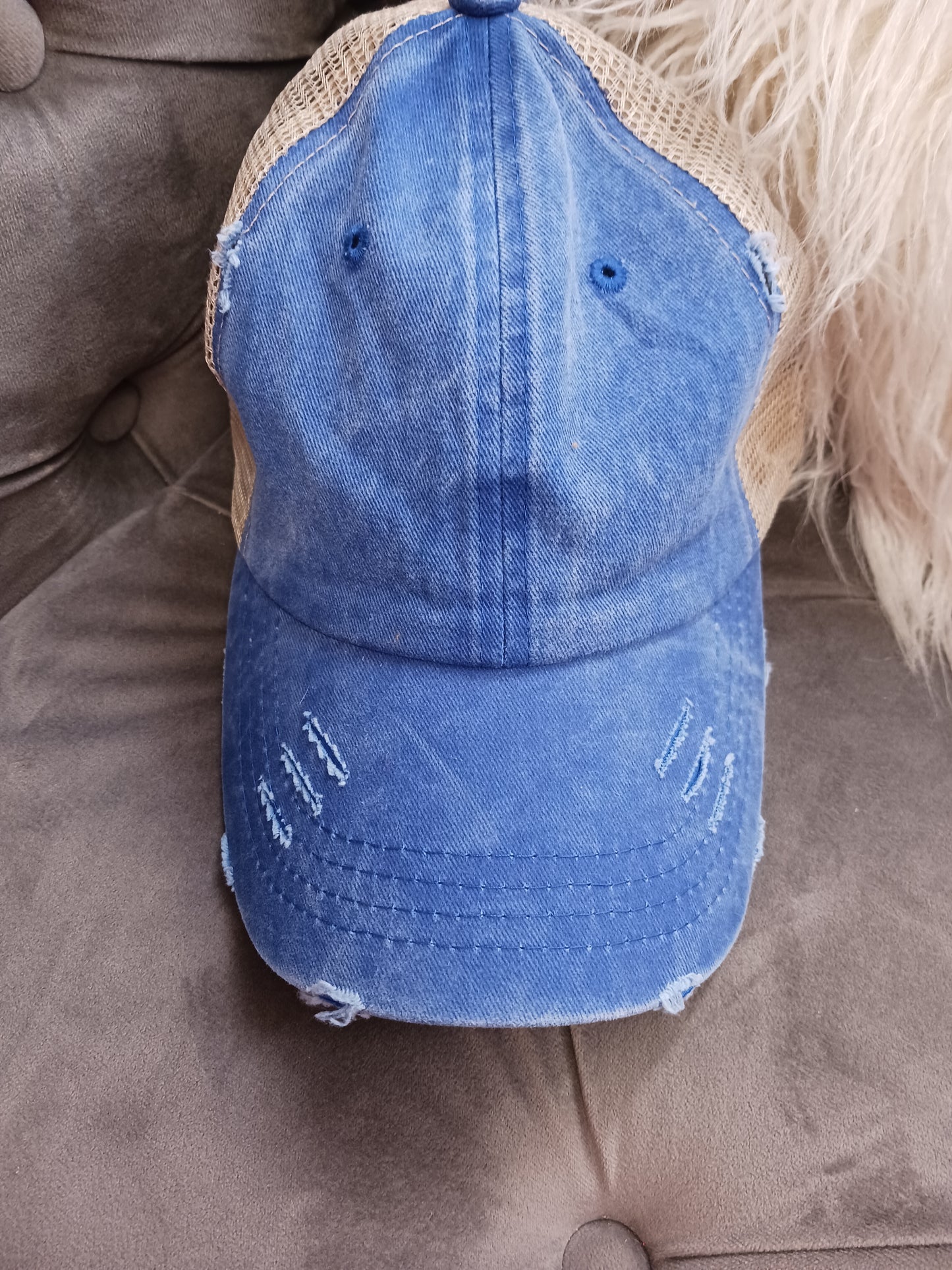 Ponytail Distressed Trucker Hat