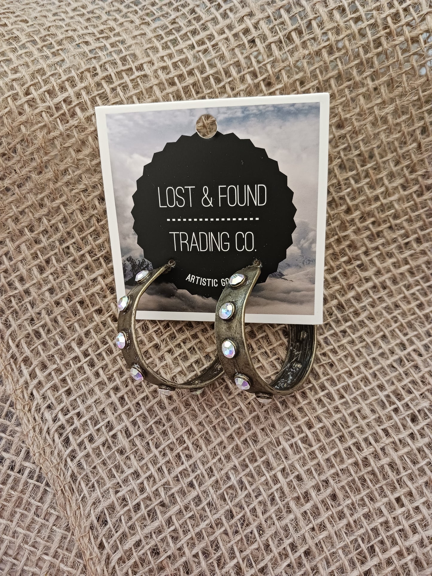 Lost & Found - Bronze Hoop Bling Earrings