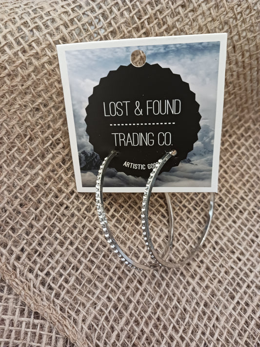 Lost & Found - Blinged Silver Hoop Earrings