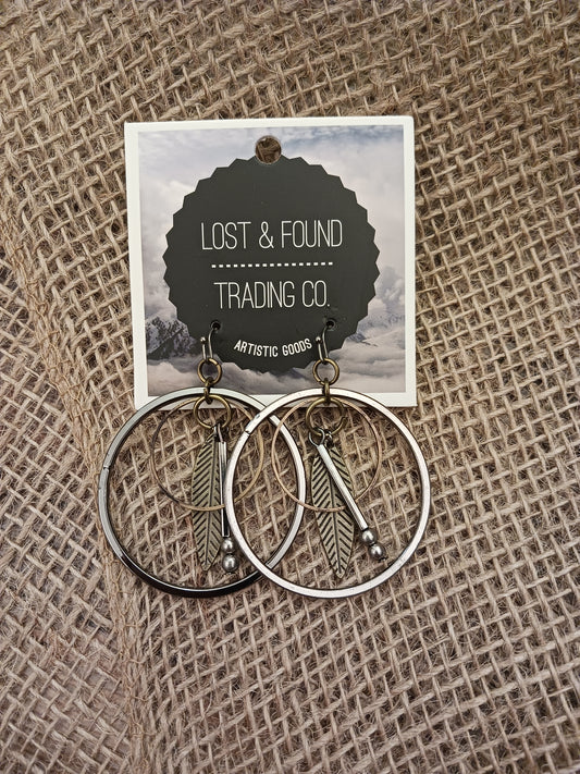 Lost & Found - Hoop and Thin Leaf Earrings