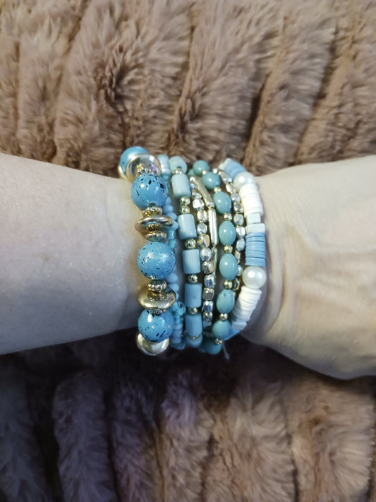 Assorted Disc Stone Beaded Bracelet