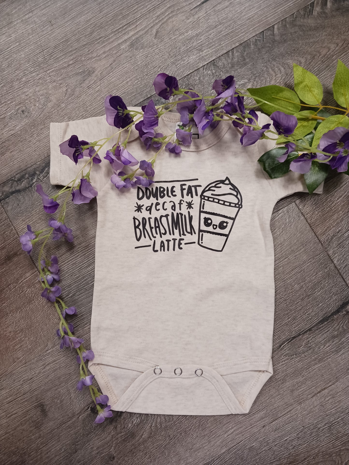 Double Fat Breastmilk Latte Short Sleeve Baby Bodysuit