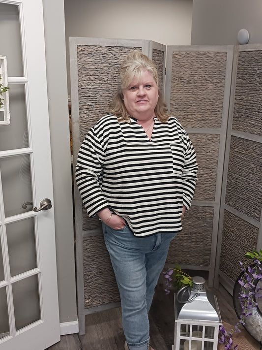 Twilia Curvy Striped Top