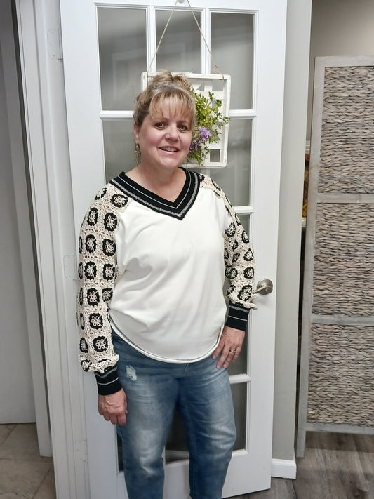Zela Crochet Sleeve Top