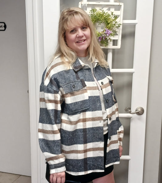 Dora Blue Plaid Flannel Shirt