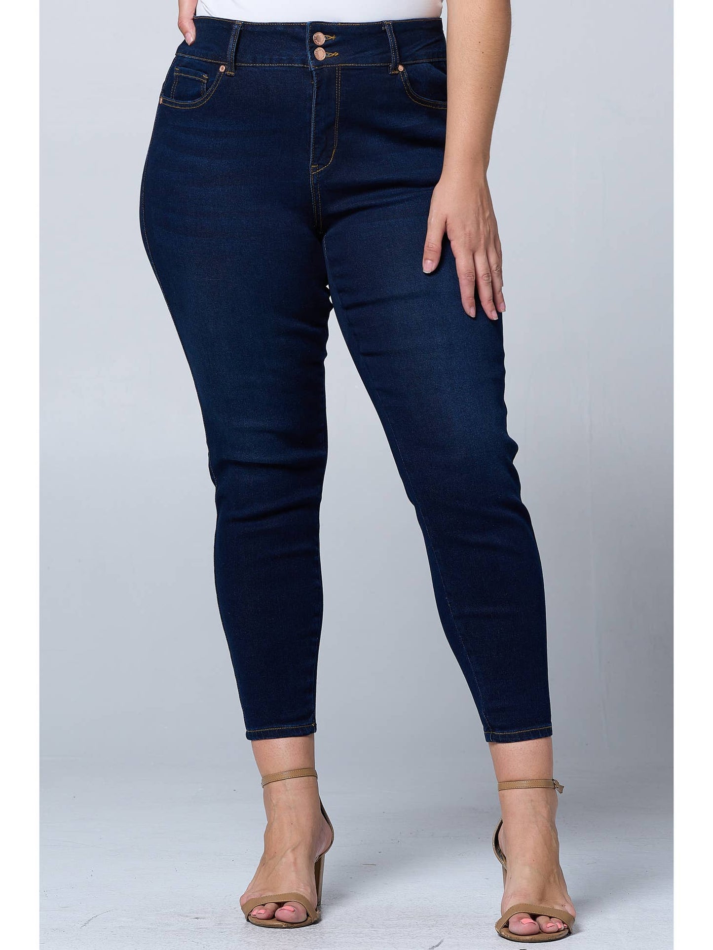 Plus Size Tummy Tuck Butt Lift Skinny Dark Jeans