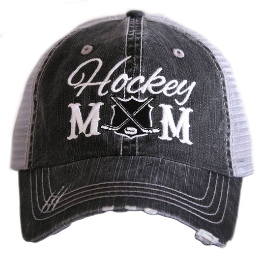 Hockey Mom Distressed Trucker Hat