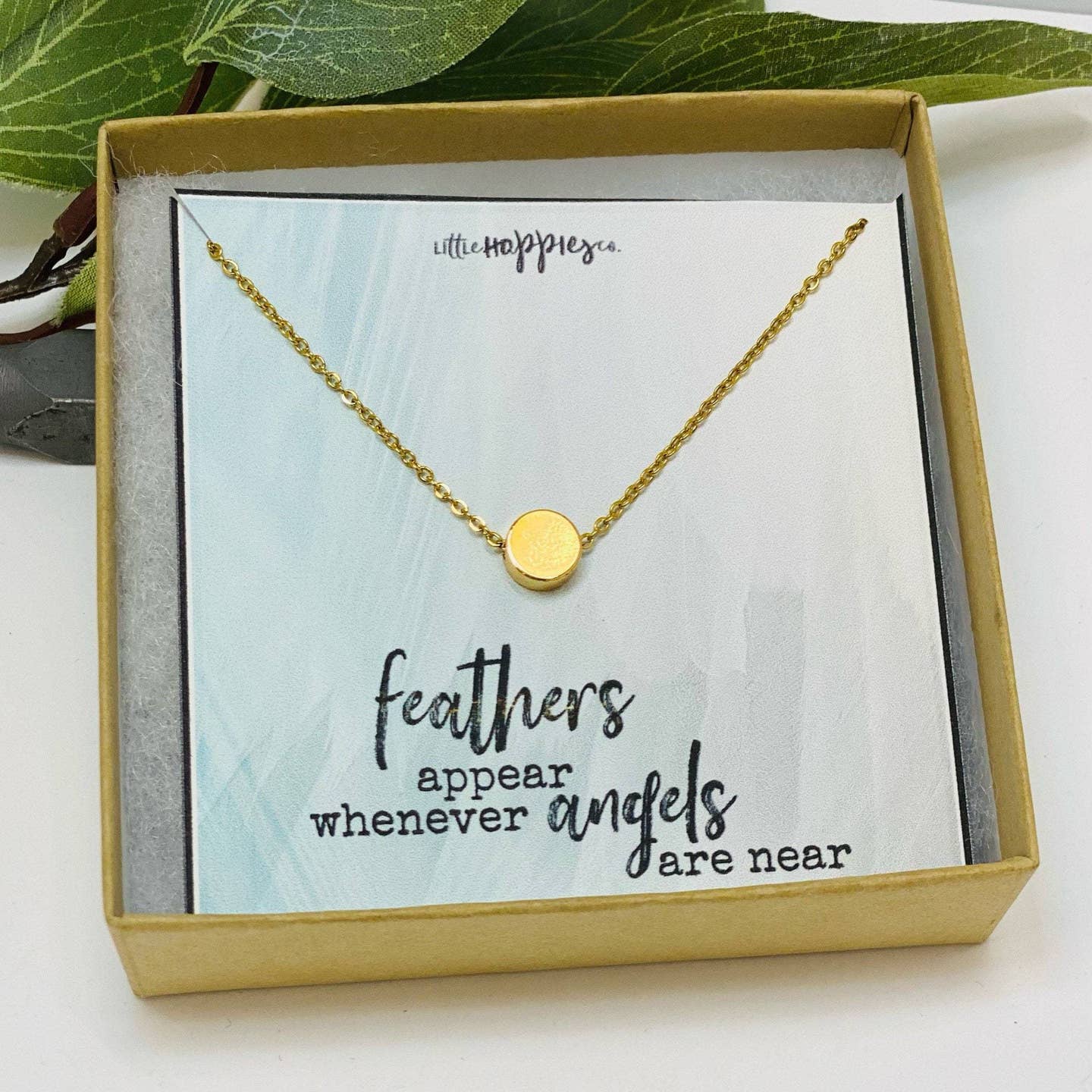 Feathers Appear When Angels Are Near Necklace by Little Happies