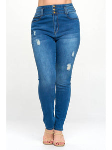 Slimming Plus Size High Waisted Skinny Jeans