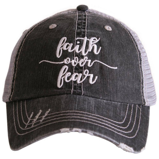 Faith Over Fear Distressed Trucker Hat