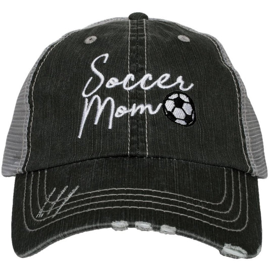 Soccer Mom Embroidered Distressed Trucker Hat