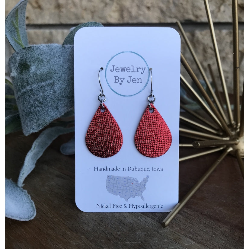Handmade Red Metallic Earrings