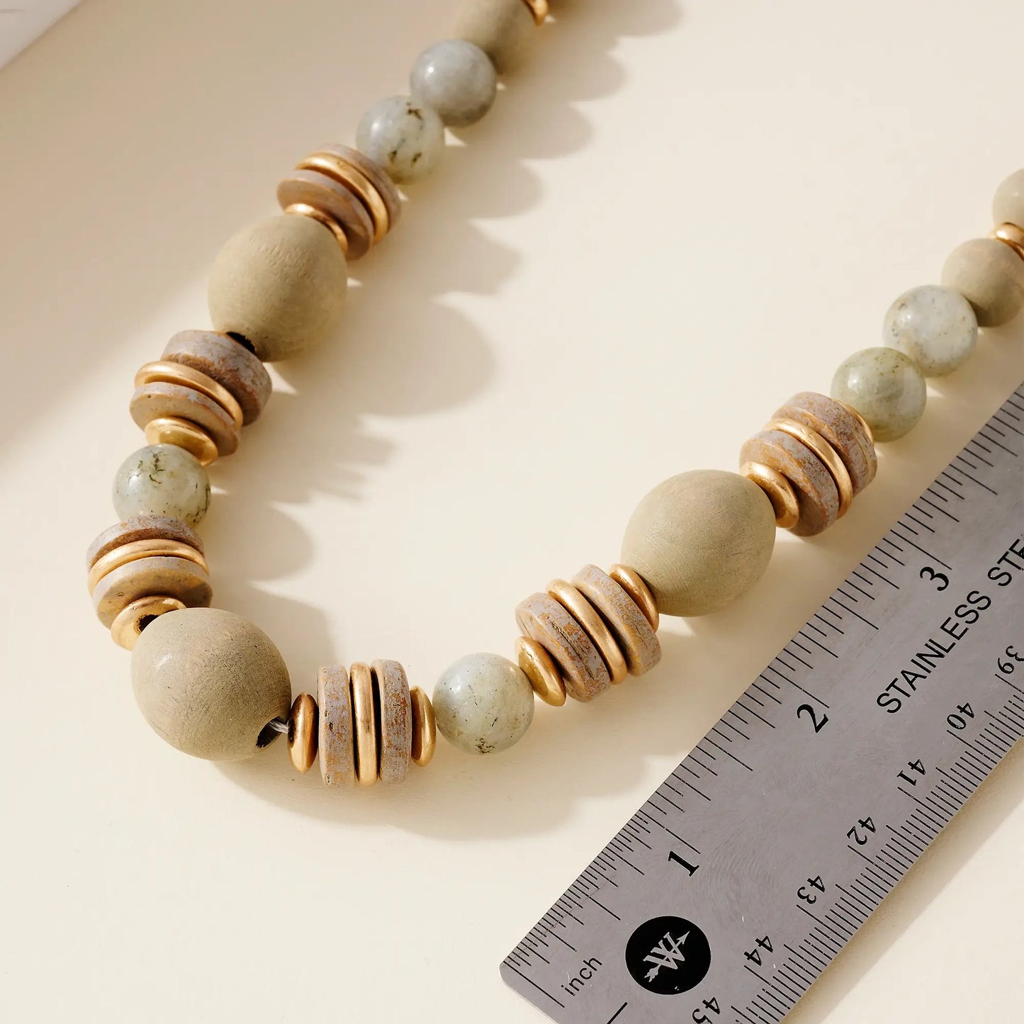 Chunky Wood & Stone Necklace