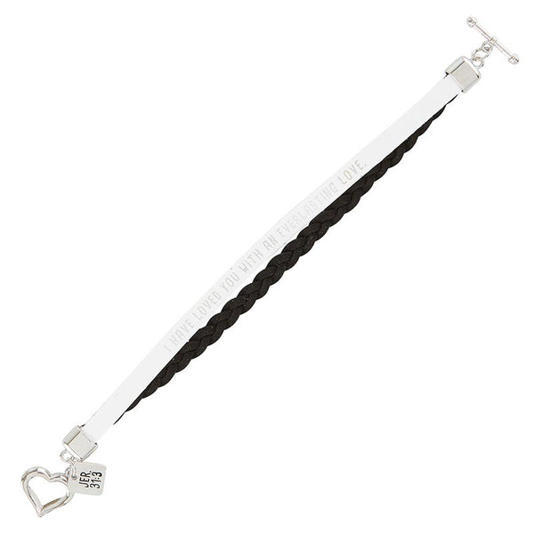 Faux Leather Jeremiah 31:3 Bracelet