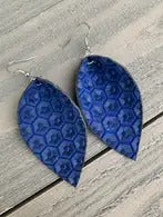 Blue Honeycomb Teardrop Suede Earrings