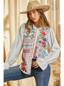 Wendy Button Down Embroidered Blouse