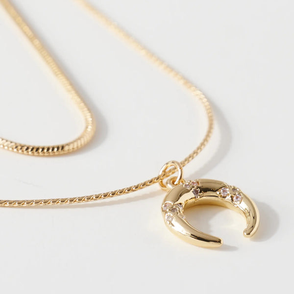 Gold Layered Horn Charm Necklace
