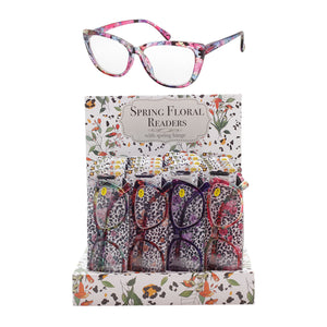 Ladies Floral Print Reading Glasses with Case