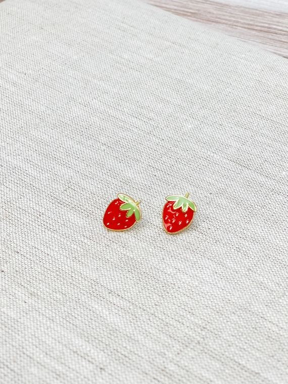 Strawberry Enamel Earrings