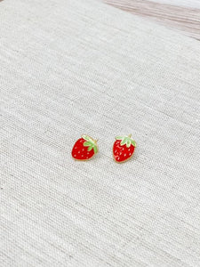 Strawberry Enamel Earrings